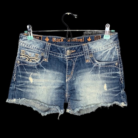 ROCK REVIVAL: Allegra Easy Flap Pocket Jean Shorts Size 27 - Picture 2 of 13